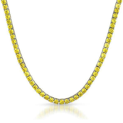 Yellow 4MM CZ NO FADE Stainless Steel 1 Row Tennis Chain