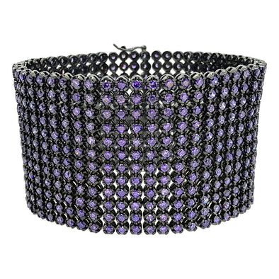 CZ 12 Row Purple Stones Bracelet