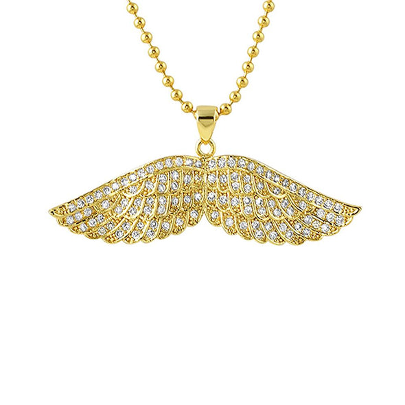 Wings Spread Micro Pave Gold Pendant
