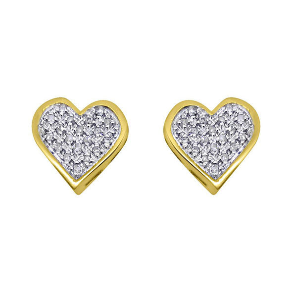 Ladies Heart .10 Carat Diamond Earrings Yellow .925