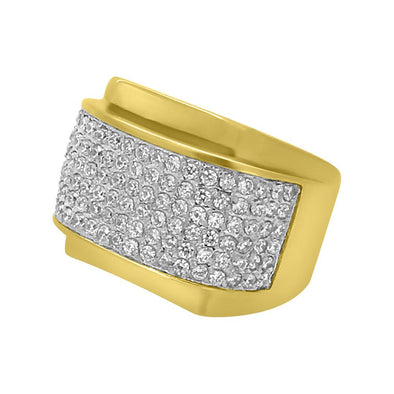 CZ Micro Pave Rounded Gold Stainless Steel Ring