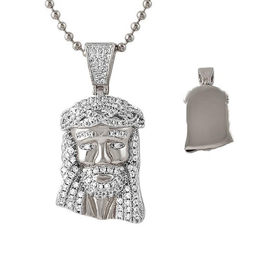 CZ Micro Jesus Pendant Rhodium