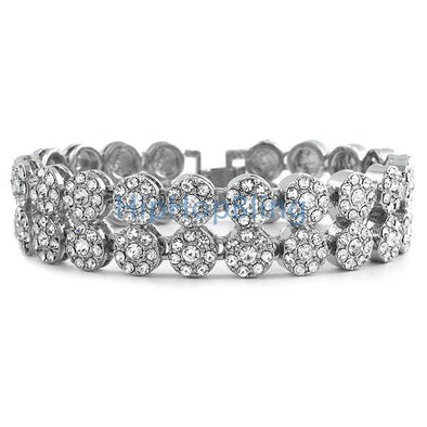 2 Row Cluster Bling Rhodium Bling Bracelet