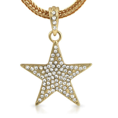 Small Gold Lone Star Pendant  Chain