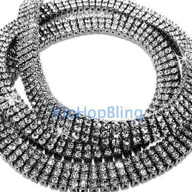 3 Row Bling Bling Rhodium Iced Out Chain