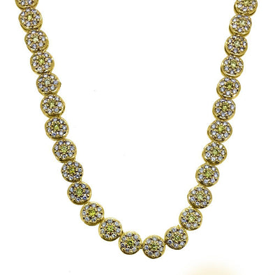 CZ White and Yellow Cluster Chain