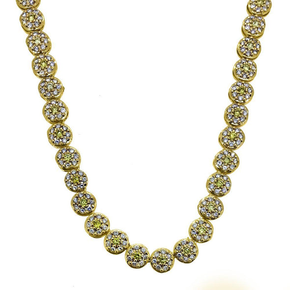 CZ White and Yellow Cluster Chain