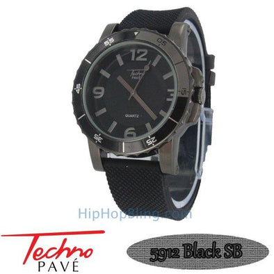 Techno Pave Sport All Black Rubber Watch