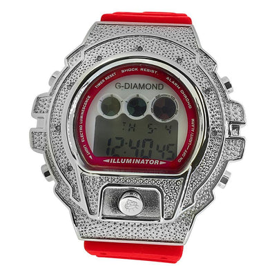 Digital Red Band .10ct Diamond Hip Hop Watch