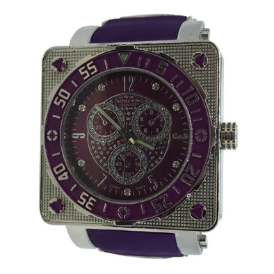 Purple Circle in Square Fashion Hip Hop Watch