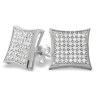 XL Kite CZ Micro Pave Iced Out Earrings .925 Silver