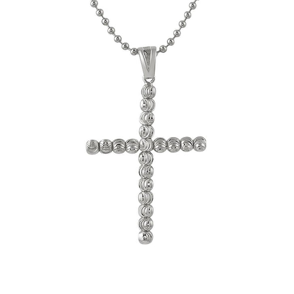 .925 Sterling Silver Moon Cut Cross 4MM