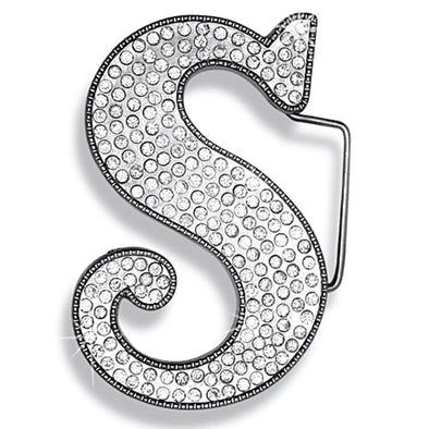 S Initial Jumbo Belt Buckle Rhodium