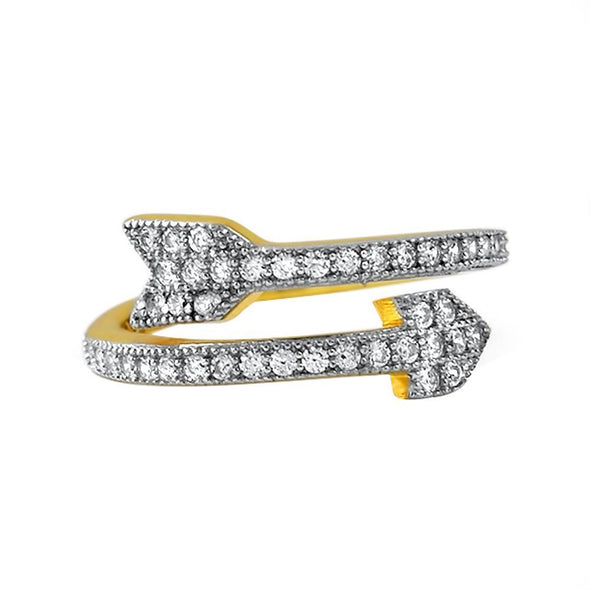 Arrow CZ Gold .925 Sterling Silver Ring Celeb Inspired