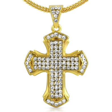 Pointed Gold Cross Chain Small