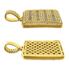 Micro Pave Baguette Dog Tag CZ Pendant in Gold