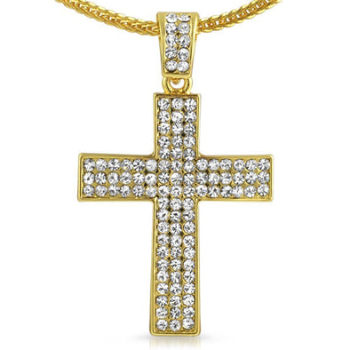 3 Row Cross Gold Charm Chain Small