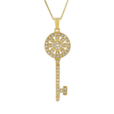 Sunflower Key CZ Gold .925 Sterling Silver Pendant