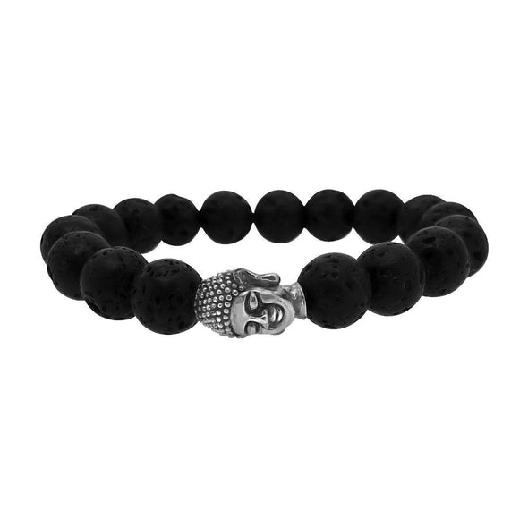 Buddha Lava Rock Black Bead Fashion Bracelet