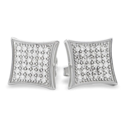 Large Kite CZ Micro Pave Earrings .925 Silver