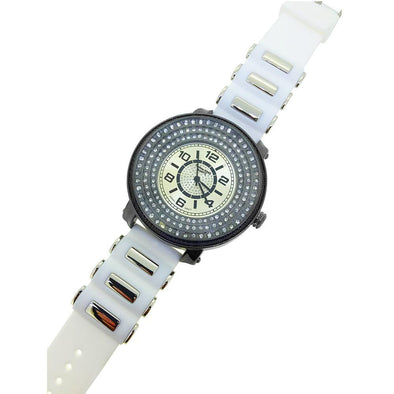 Triple Iced Under Glass Black Watch White Band