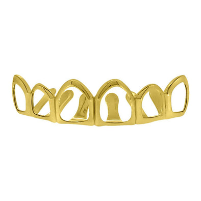 Gold Grillz 6 Outline Teeth Top