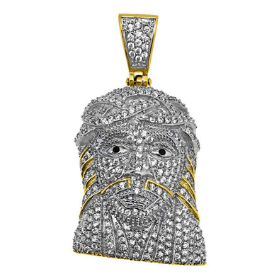 Full CZ Gold Stainless Steel Medium Jesus Piece