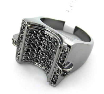 U CZ Mens Black on Black Bling Ring (10)