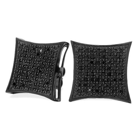 All Black XXL Kite .925 Silver CZ Micro Pave Earrings