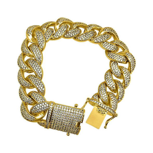 19MM Miami Cuban Gold CZ Ice Lock CZ Bling Bracelet