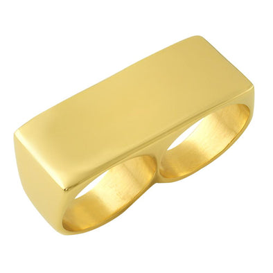 2 Finger Ring Gold Stainless Steel