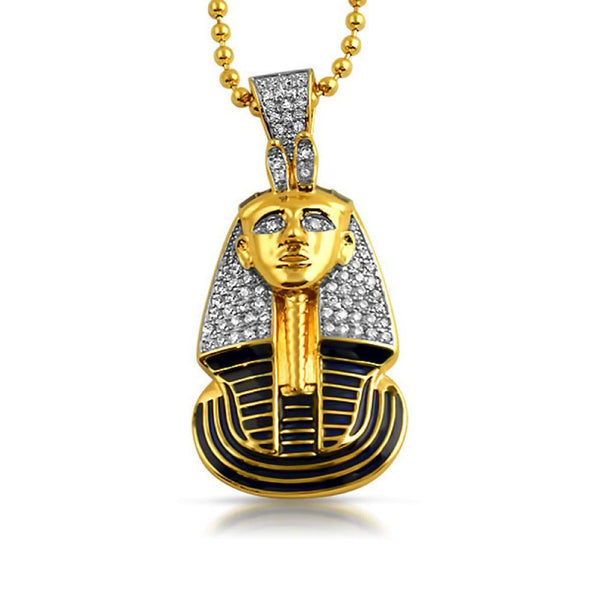 Gold Egyptian Pharaoh Detailed CZ Pendant