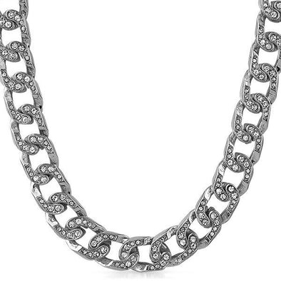 Hip Hop Cuban Bling Bling Chain Rhodium