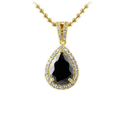 Pear Lab Black Diamond Gem Gold CZ Pendant