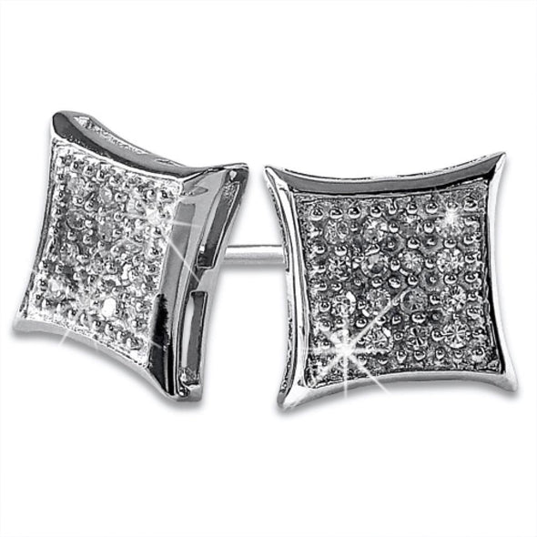 Kite 32 Stones CZ Micro Pave Earrings .925 Silver