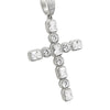 .925 Silver Emerald and Round Cut CZ Rhodium Cross