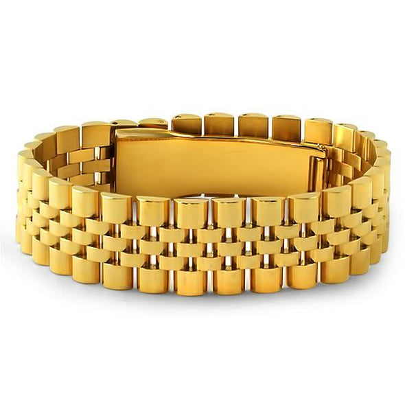 Gold Steel Jubilee Polished Hip Hop Bracelet