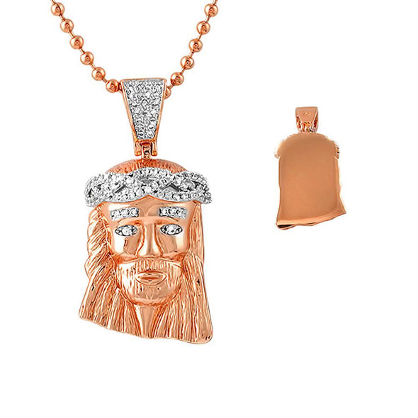 Rose Gold Micro Jesus CZ Crown Pendant