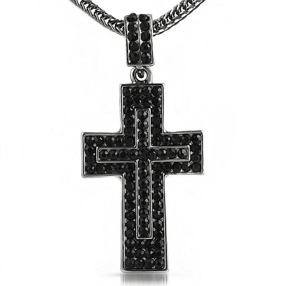 Black Double Decker Cross  Chain Small