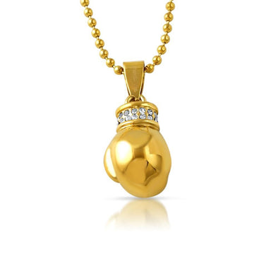 Micro 3D Boxing Glove Gold Steel Pendant