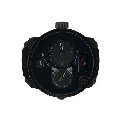 Dual Time Zone All Black Rubber Watch