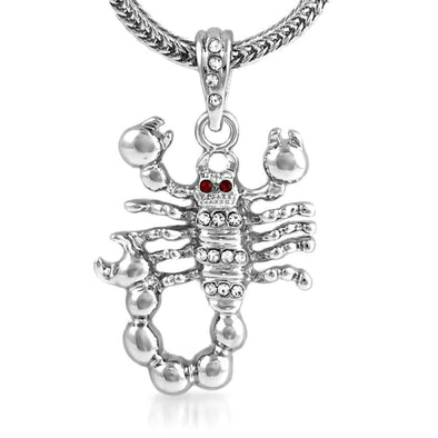 Scorpion Rhodium Pendant  Chain Small