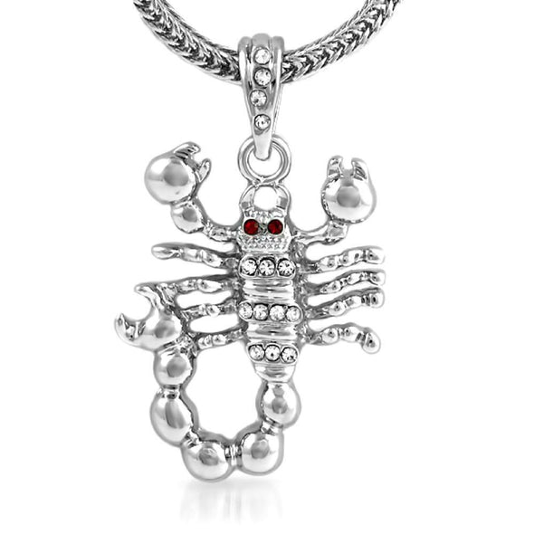 Scorpion Rhodium Pendant  Chain Small