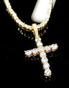 .925 Sterling Silver Tennis Bling Bling Cross Gold Wrapped