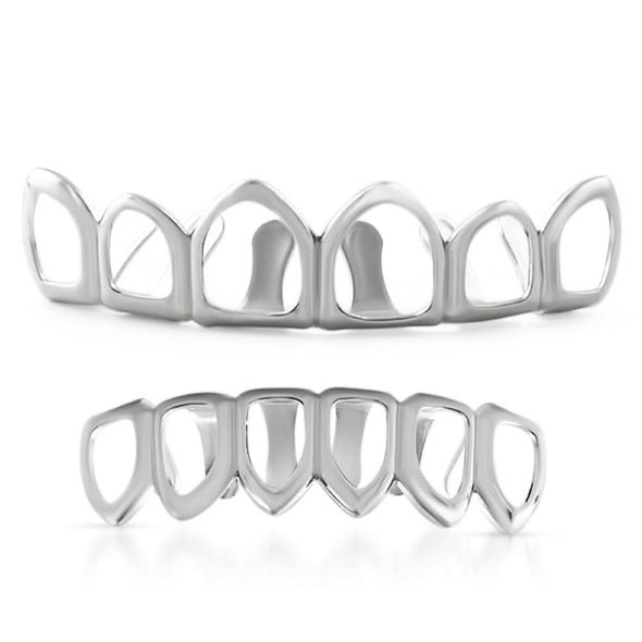 Hip Hop Grillz 6 Teeth Outline Silver Set