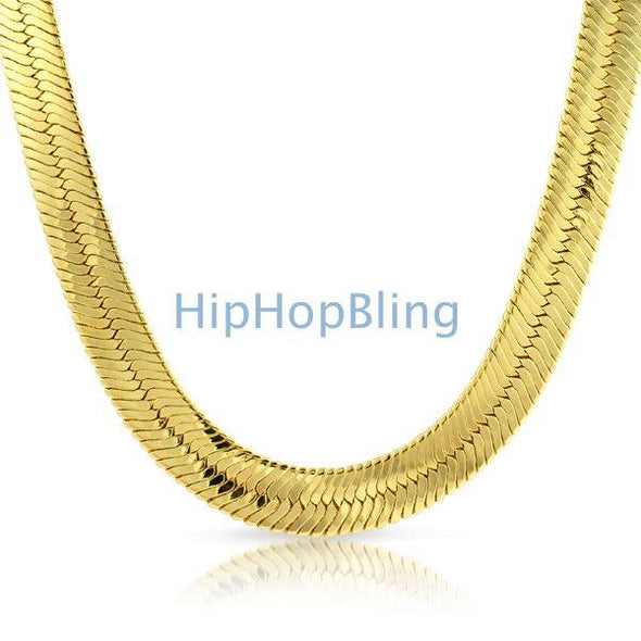 Gold Plated Herringbone Chain 14mm Wide