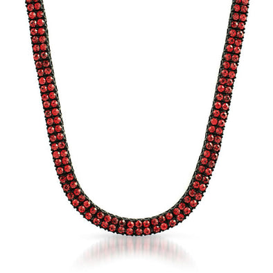 2 Row Tennis Chain Red on Black