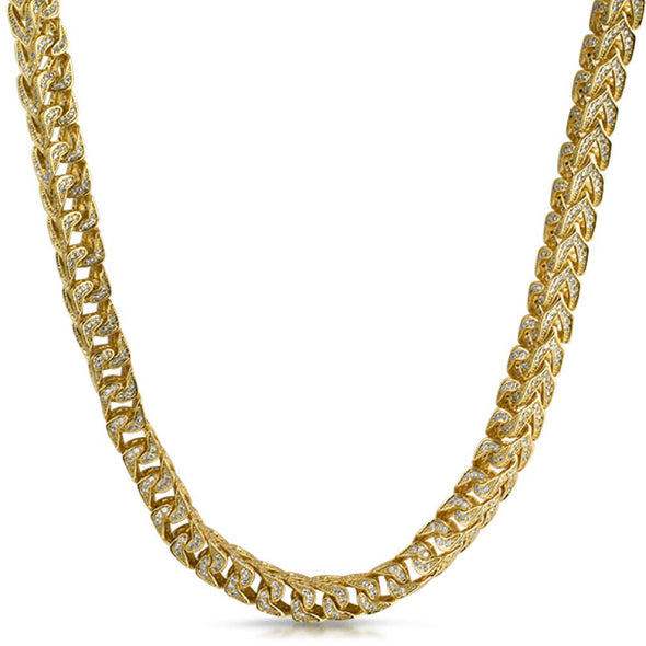 Franco CZ 8MM Wide Gold Bling Bling Chain (20 in)
