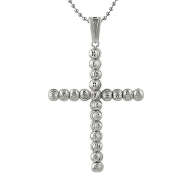 .925 Sterling Silver Moon Cut Cross 6MM