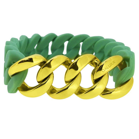 Gold Cuban Green Rubber Bracelet